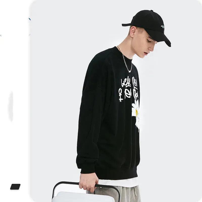 English printed loose crew neck sweater men - Bellarte Enchanté English printed loose crew neck sweater men